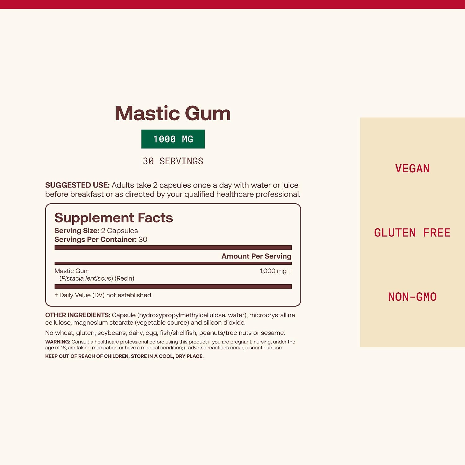 Jarrow Formulae Mastic Gum 1000 mg – 60 Vegetarian Capsules - görsel 4