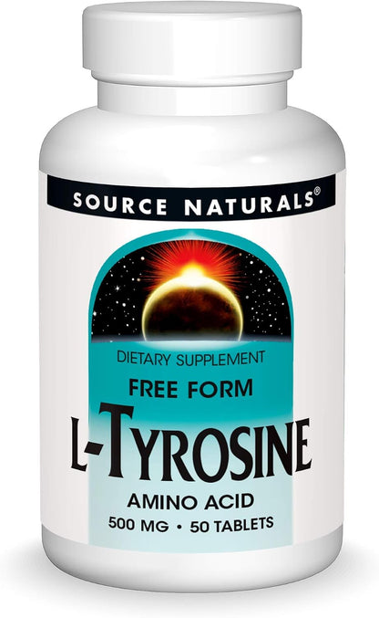 Source Naturals L-Tyrosine, Free Form Amino Acid Food Supplement, 100 Tablets