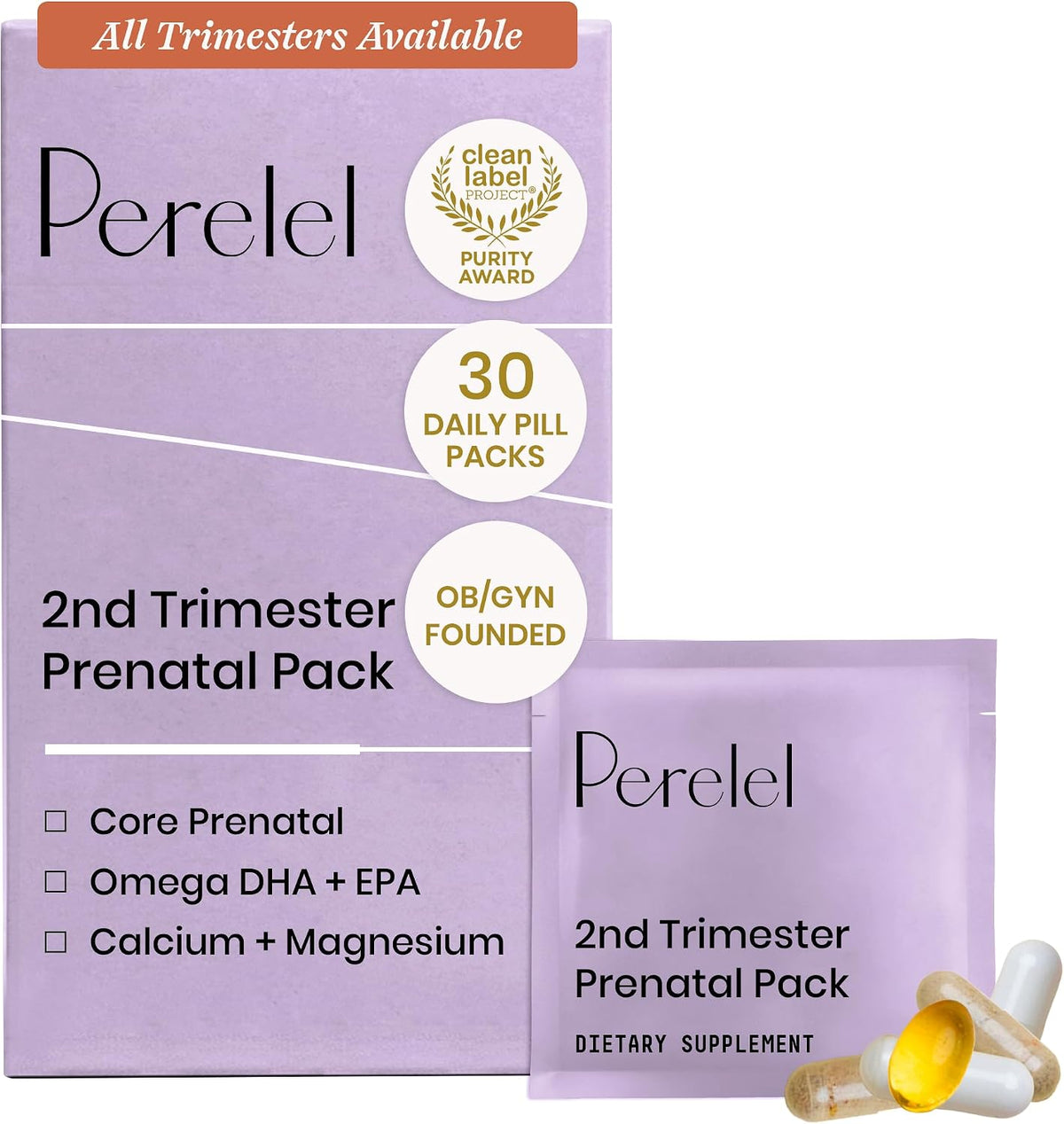 Perelel 1st Trimester Prenatal Pack, Multivitamin with Folate, Vitamin D, Omega 3, Iron & Ginger, Nutritional Support for Early Pregnancy, 30 Daily Pill Packs - görsel 10