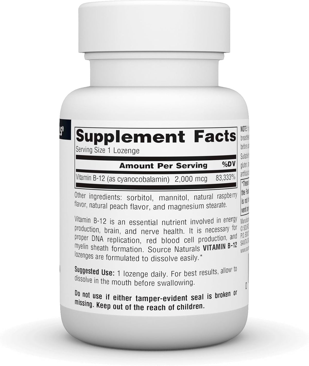 Source Naturals Vitamin B-12 2000 mcg Lozenges - Supports Energy Production - 50 Count - görsel 2