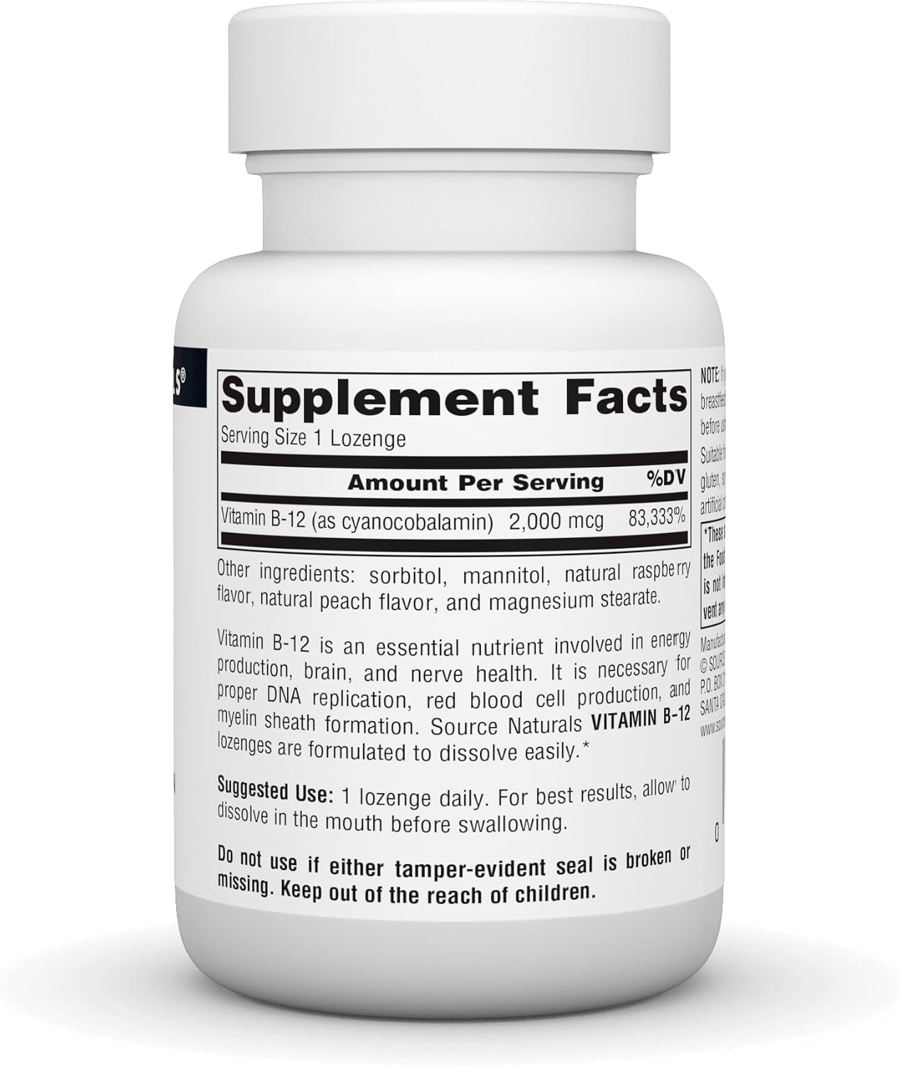 Source Naturals Vitamin B-12 2000 mcg Lozenges - Supports Energy Production - 50 Count - görsel 2