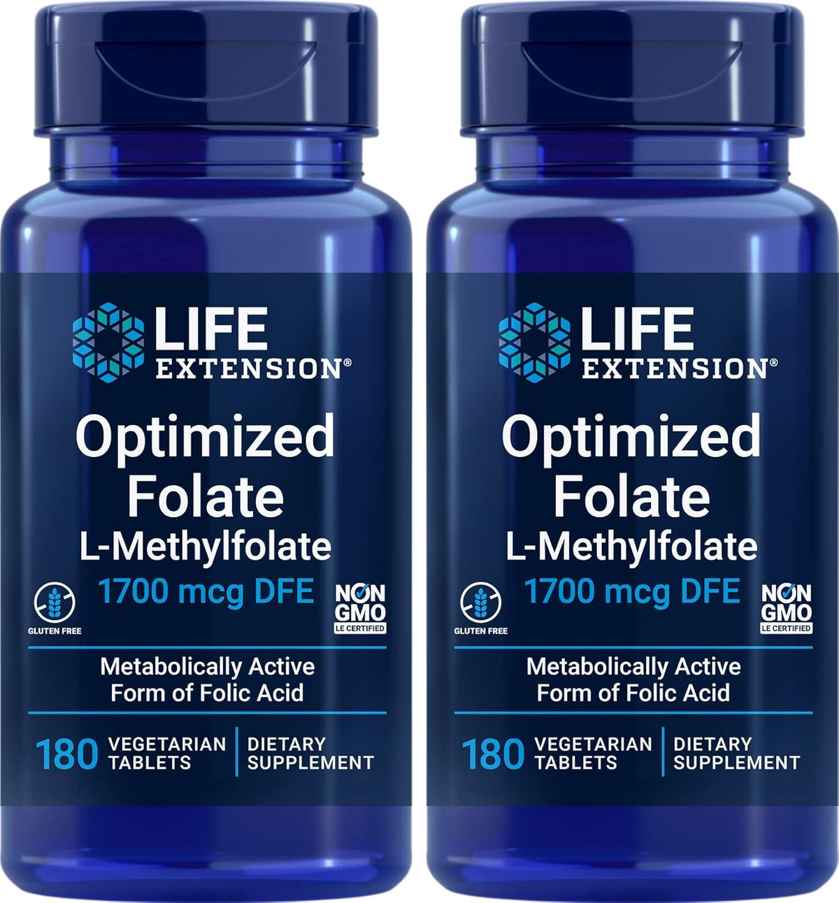 Life Extension Optimised Folate (L-Methylfolate) 1700 mcg, 180 Veg Tablets (Pack of 2) - görsel 1