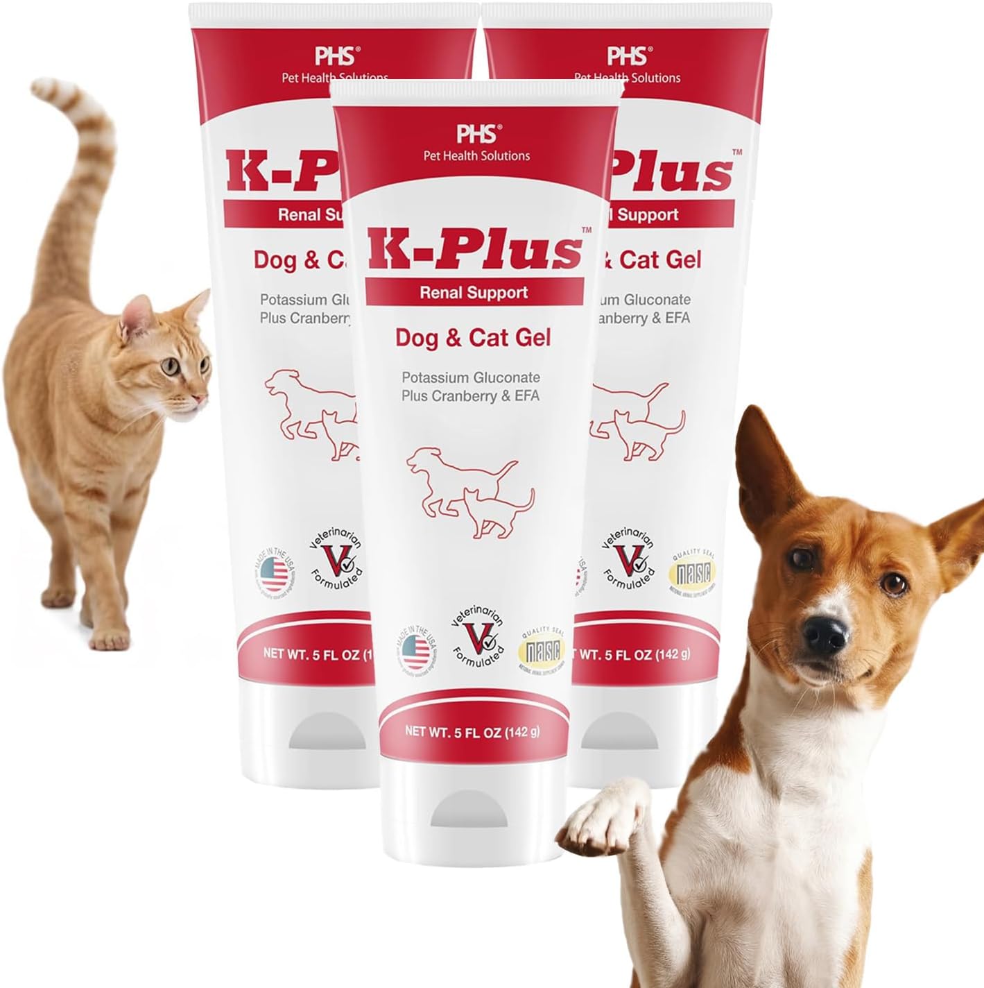 K-Plus Potassium Gluconate Renal Gel Plus Cranberry and EPA for Dogs and Cats - Veterinary Approved Renal Supplement - Supports Potassium Balance (3 Pack) - görsel 1