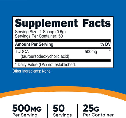 Nutricost TUDCA Powder (Tauroursodeoxycholic Acid) – 25 Grammes, Gluten-free, Non-GMO