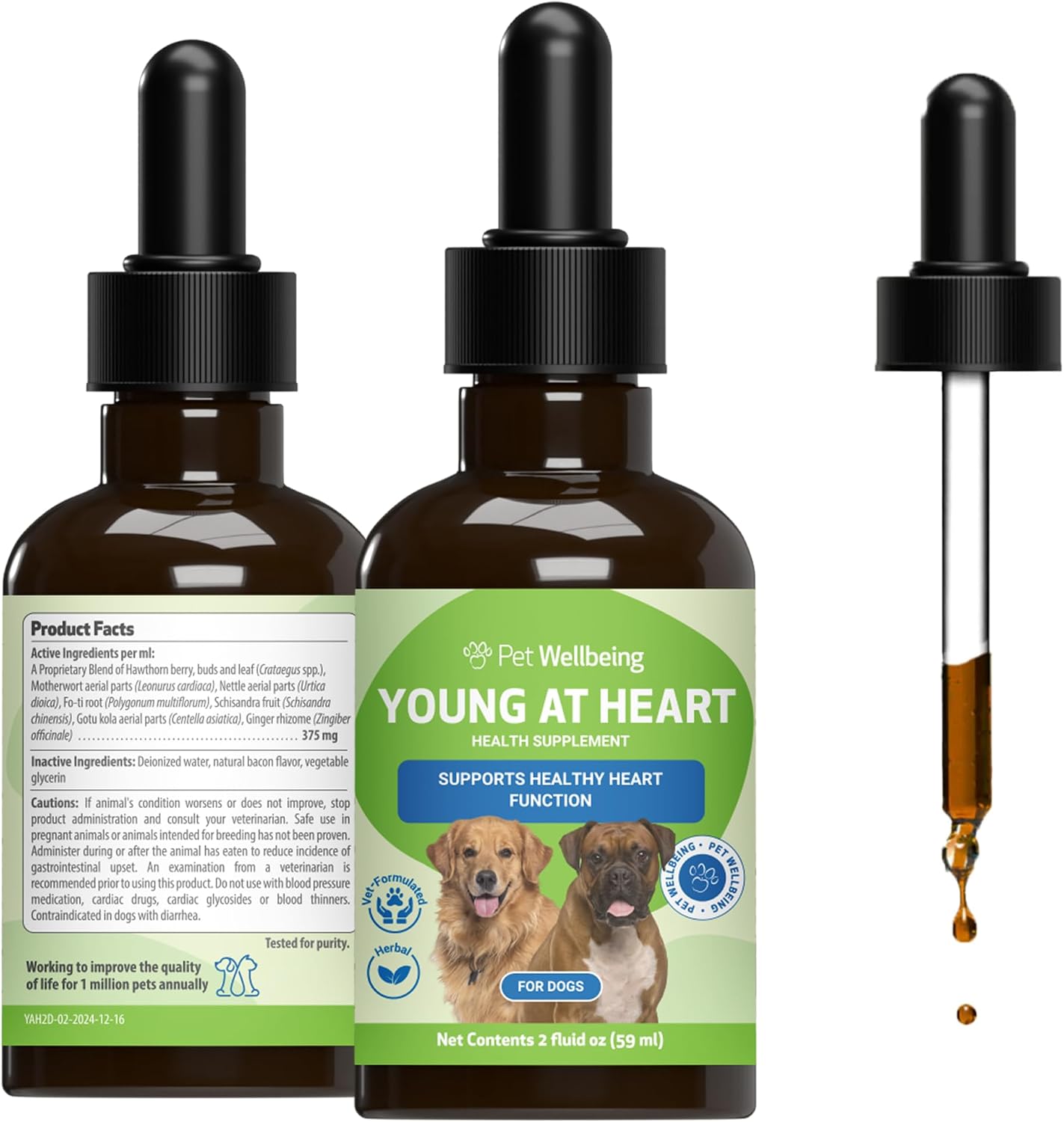 Pet Wellbeing Young at Heart for Dogs - Senior Heart Health Support, Cardiovascular Wellness with Hawthorn & Motherwort - NASC Certified & Vet-Formulated - 2 oz Liquid Formula - görsel 1
