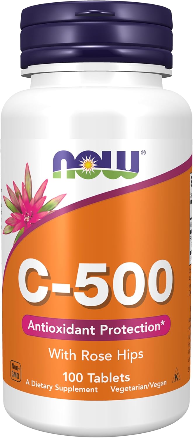 NOW Foods Vitamin C-500 with Rose Hips – 100 Tablets - görsel 1