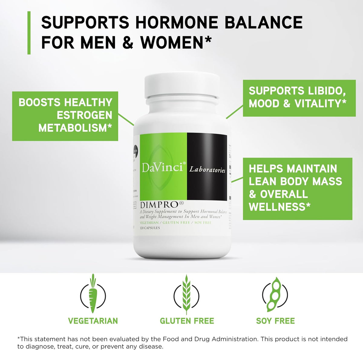 DAVINCI Labs DimPro - DIM Supplement for Hormonal Balance - 120 Capsules - görsel 3
