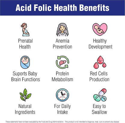 Folic Acid Supplement 100 Tablets 400 mcg by Natural Systems - Antenatal Vitamin for Women - Pregnancy Support Tablets - Daily Intake Folate