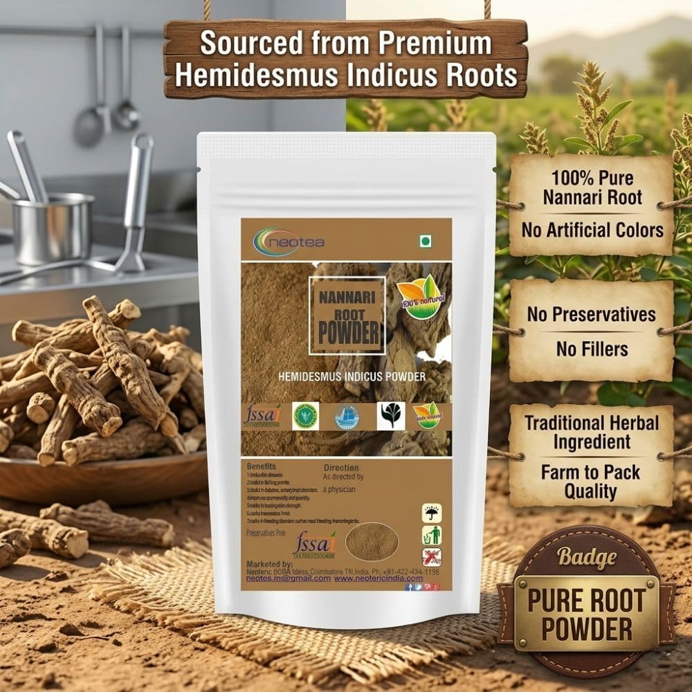 neotea Nannari Root Powder 500g | Indian Sarsaparilla | Natural Herbal Powder for Drinks - görsel 6