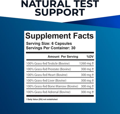 Ultimate Male Optimisation - 100% Grass Fed Beef Organ Supplement, 180 Capsules
