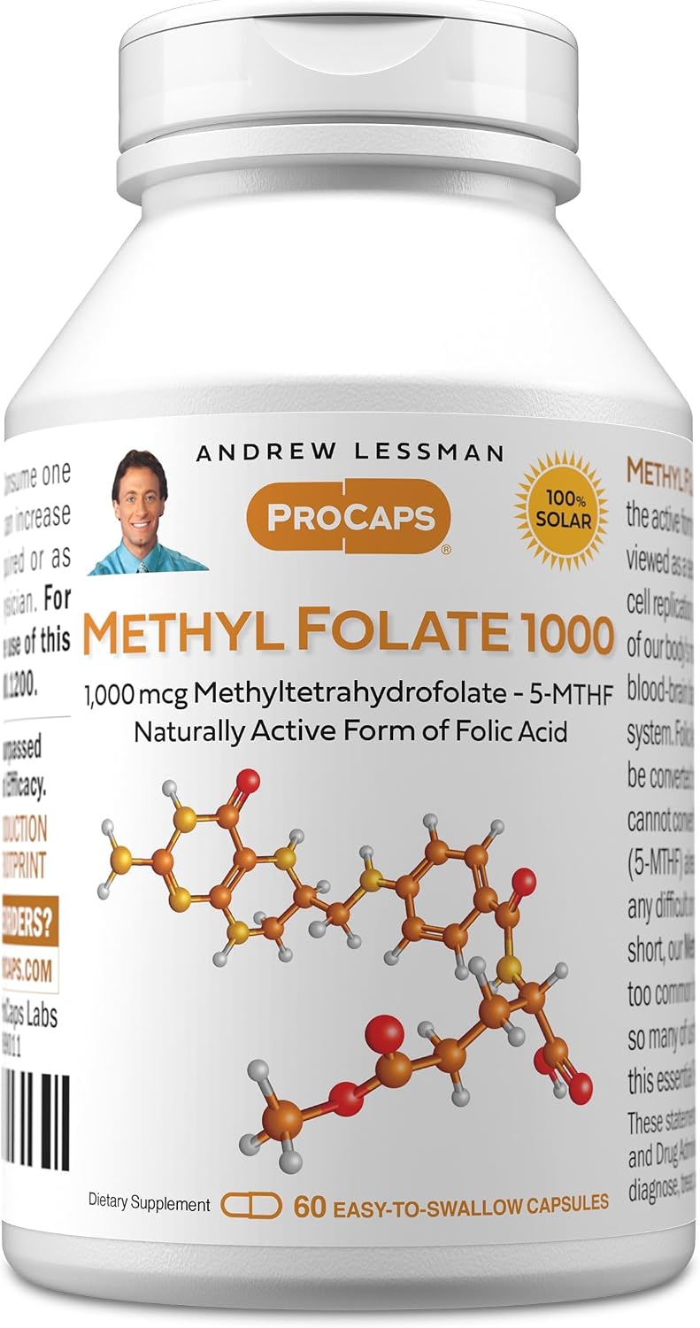 ANDREW LESSMAN Methyl Folate 1000 mcg - 240 Capsules - L-Methylfolate Active Vitamin B9 - görsel 10