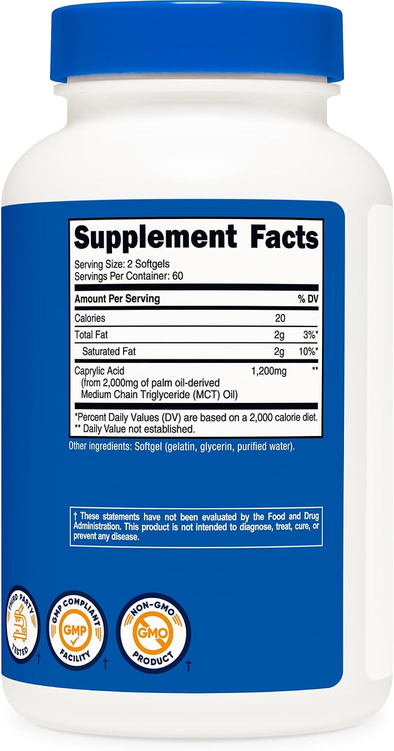 Nutricost Caprylic Acid 1200mg, 120 Soft gel capsules - görsel 5