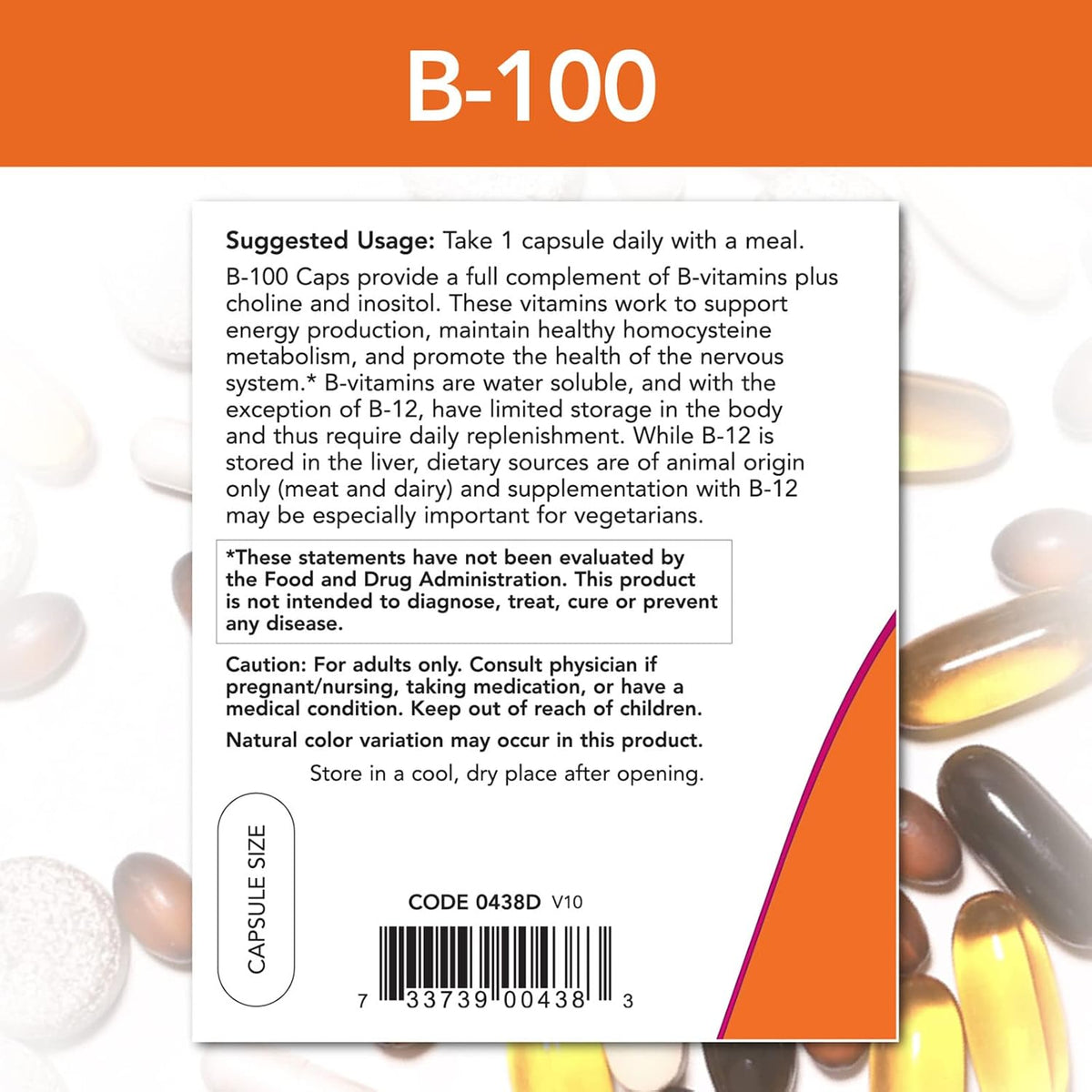NOW Foods B-100 B-Complex, 250 Capsules (Pack of 2) - görsel 3