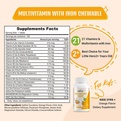 Heivy Children Multivitamin Chewable - 120 Tablets