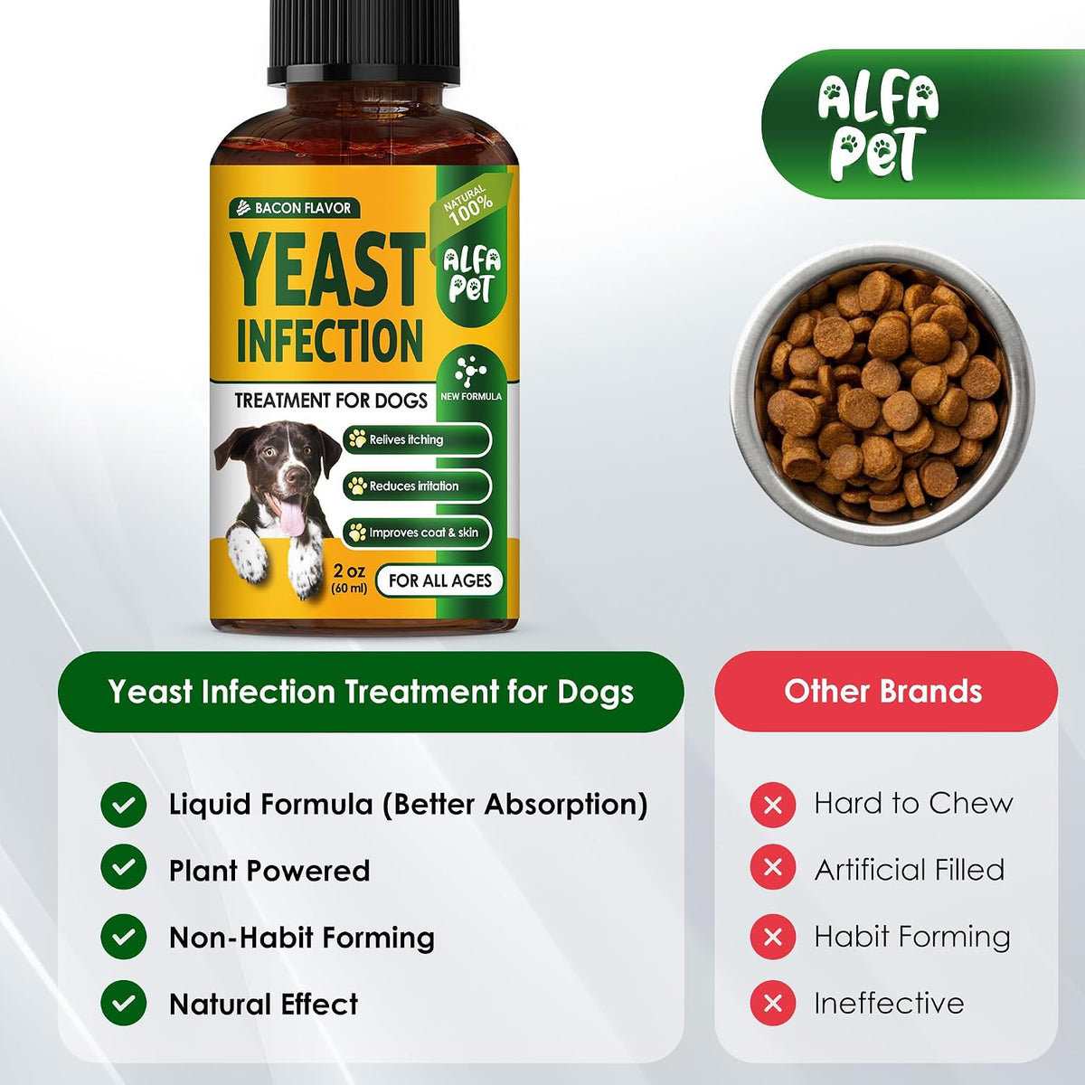 Yeast Infection Treatment for Dogs – Liquid Herbal Supplement – Bacon Flavour, 60 ml - görsel 6