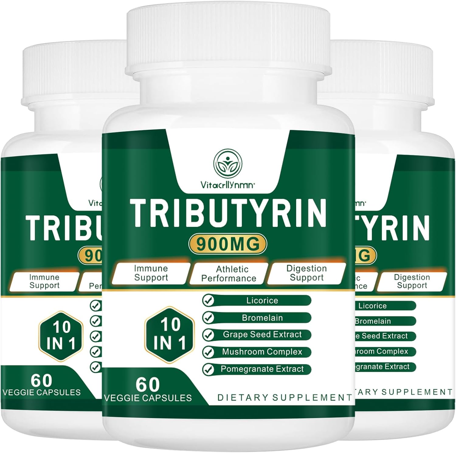 VITACRLLYNMN Tributyrin Supplement – Butyrate Precursor for Gut Barrier Support (180 Capsules) - görsel 1