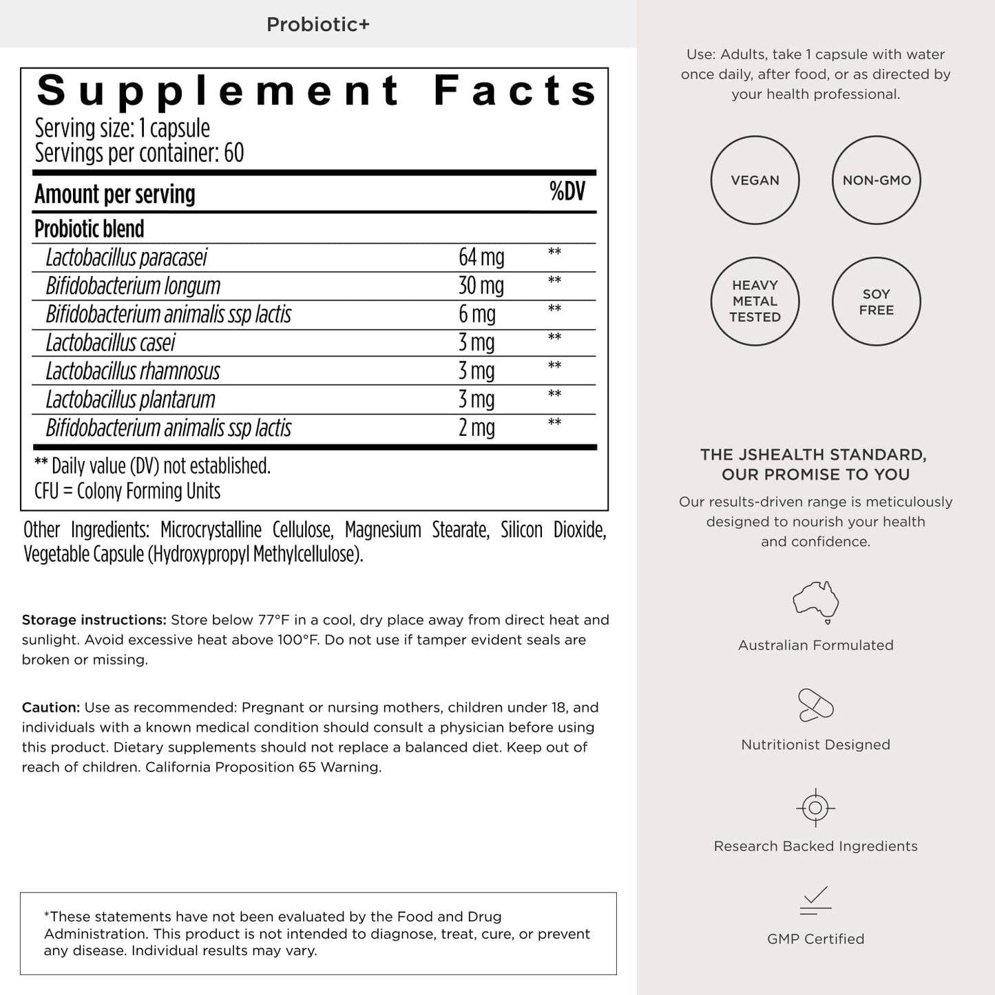JSHealth Vitamins Gut Health and Immunity Formula | Probiotics for Women and Men | Shelf-Stable Probiotic Supplement for Digestive Health and Immune Support (60 Capsules) - görsel 9