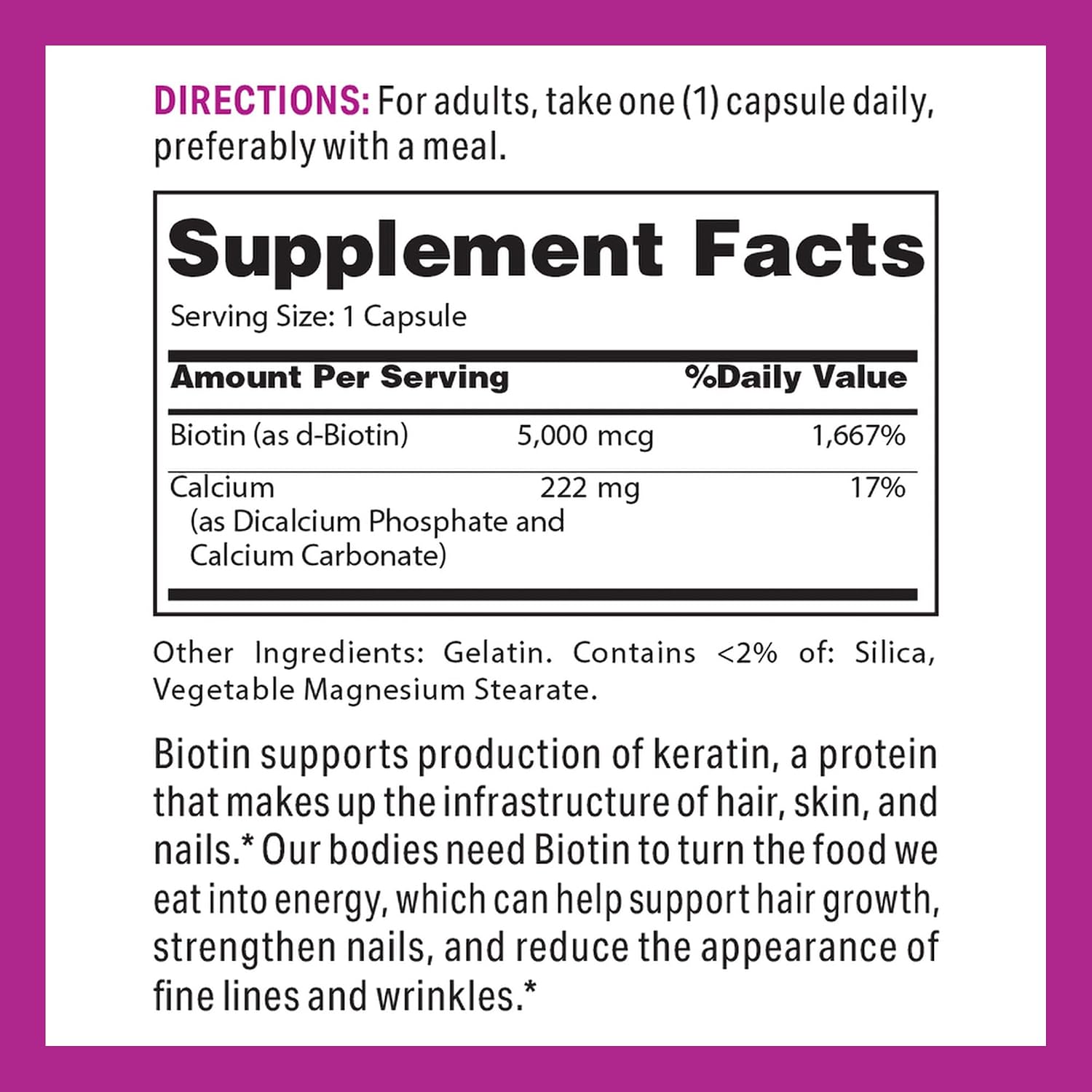 Vitamin World Super Biotin 5000 mcg, 120 Rapid-Release Capsules - görsel 2