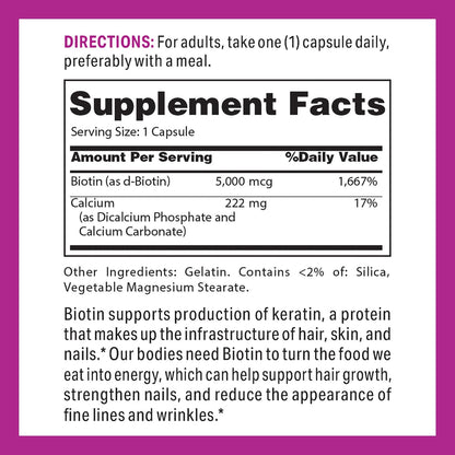 Vitamin World Super Biotin 5000 mcg, 120 Rapid-Release Capsules