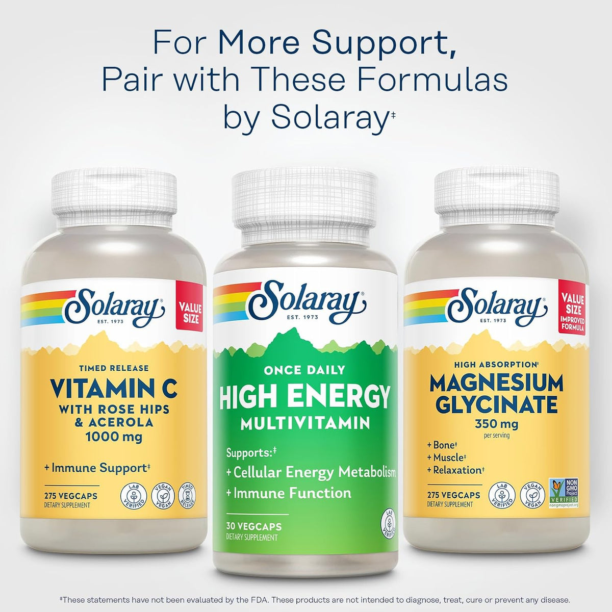 SOLARAY Once Daily High Energy Multivitamin – for Women and Men, 30 Vegan Capsules - görsel 6