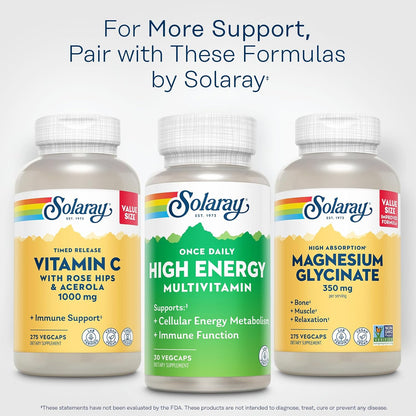 SOLARAY Once Daily High Energy Multivitamin – for Women and Men, 30 Vegan Capsules
