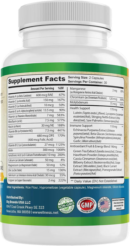 Whole World Wellness Men's Daily Multivitamin Multimineral Supplement - Energy, Focus and Stamina