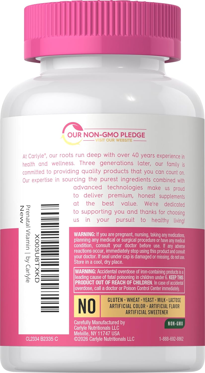 Carlyle Prenatal Vitamins for Women – Multivitamin & Mineral with Folic Acid, 120 Capsules - görsel 3