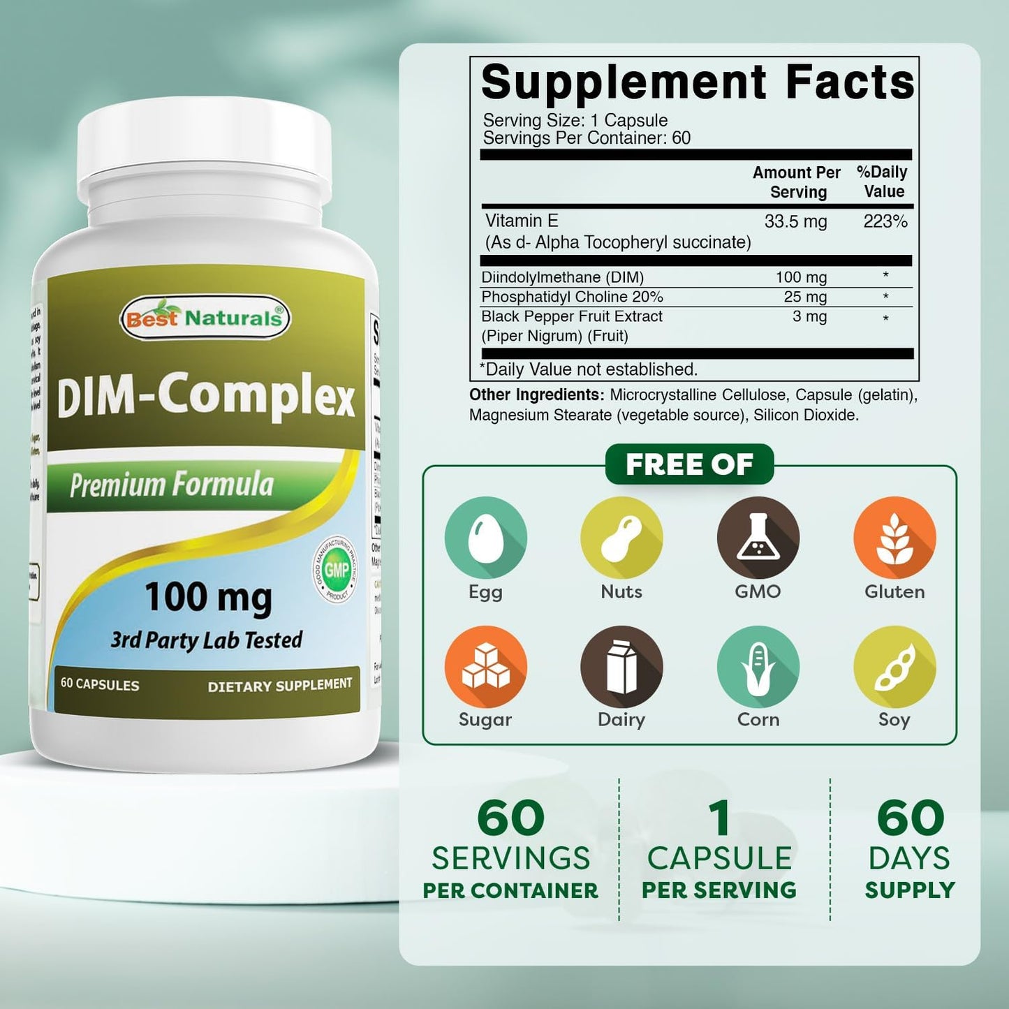 Best Naturals DIM Complex 100 mg, 60 Capsules - görsel 2
