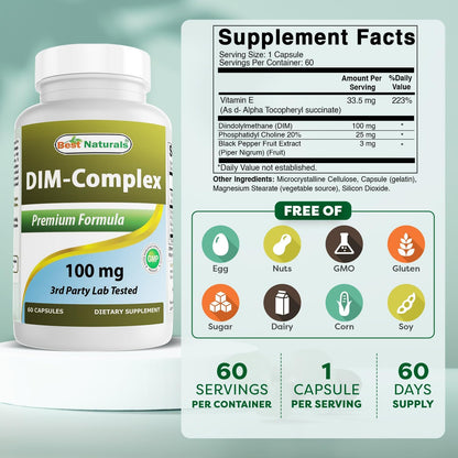 Best Naturals DIM Complex 100 mg, 60 Capsules