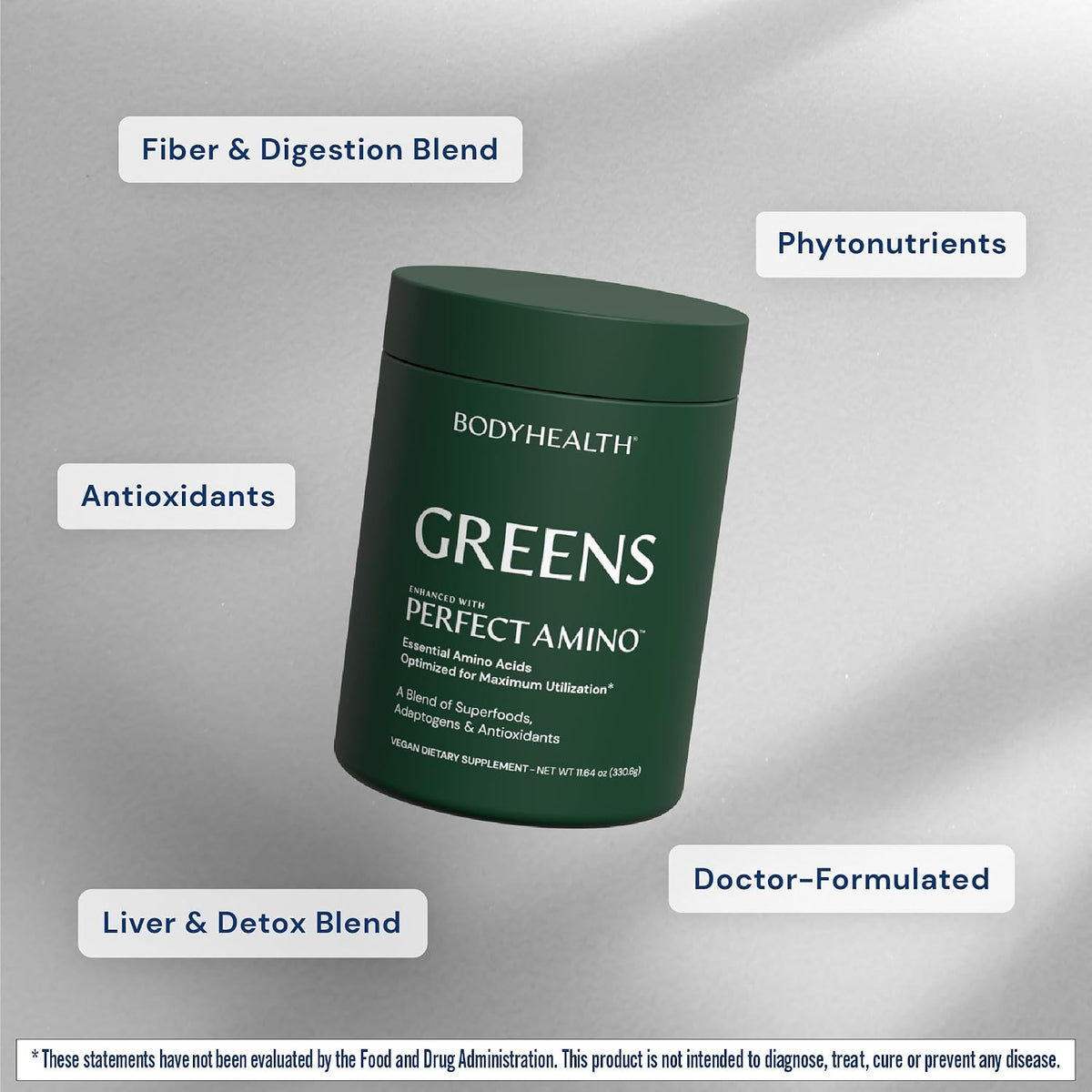 BodyHealth Perfect Greens Formula - Superfood Green Apple Smoothie Powder (30 Servings) - görsel 8