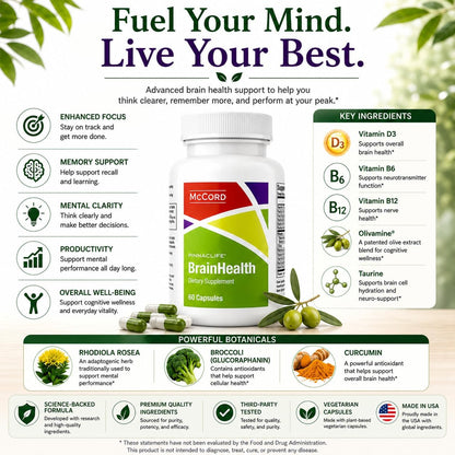 McCord BrainHealth Brain Supplement – for Memory, Focus and Mental Clarity