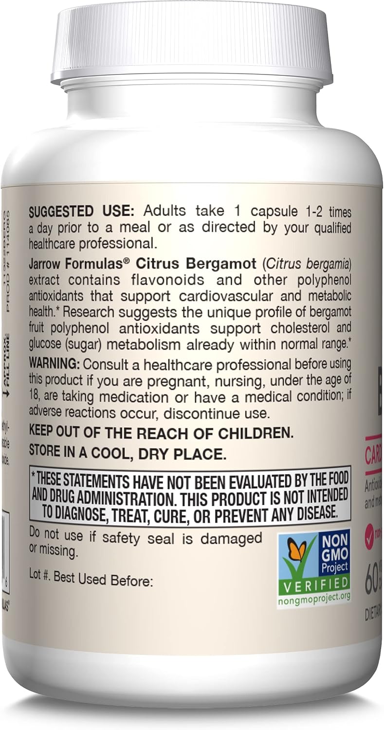 Jarrow Formulae Citrus Bergamot Supplement 500 mg – 60 Vegan Capsules – Image 9