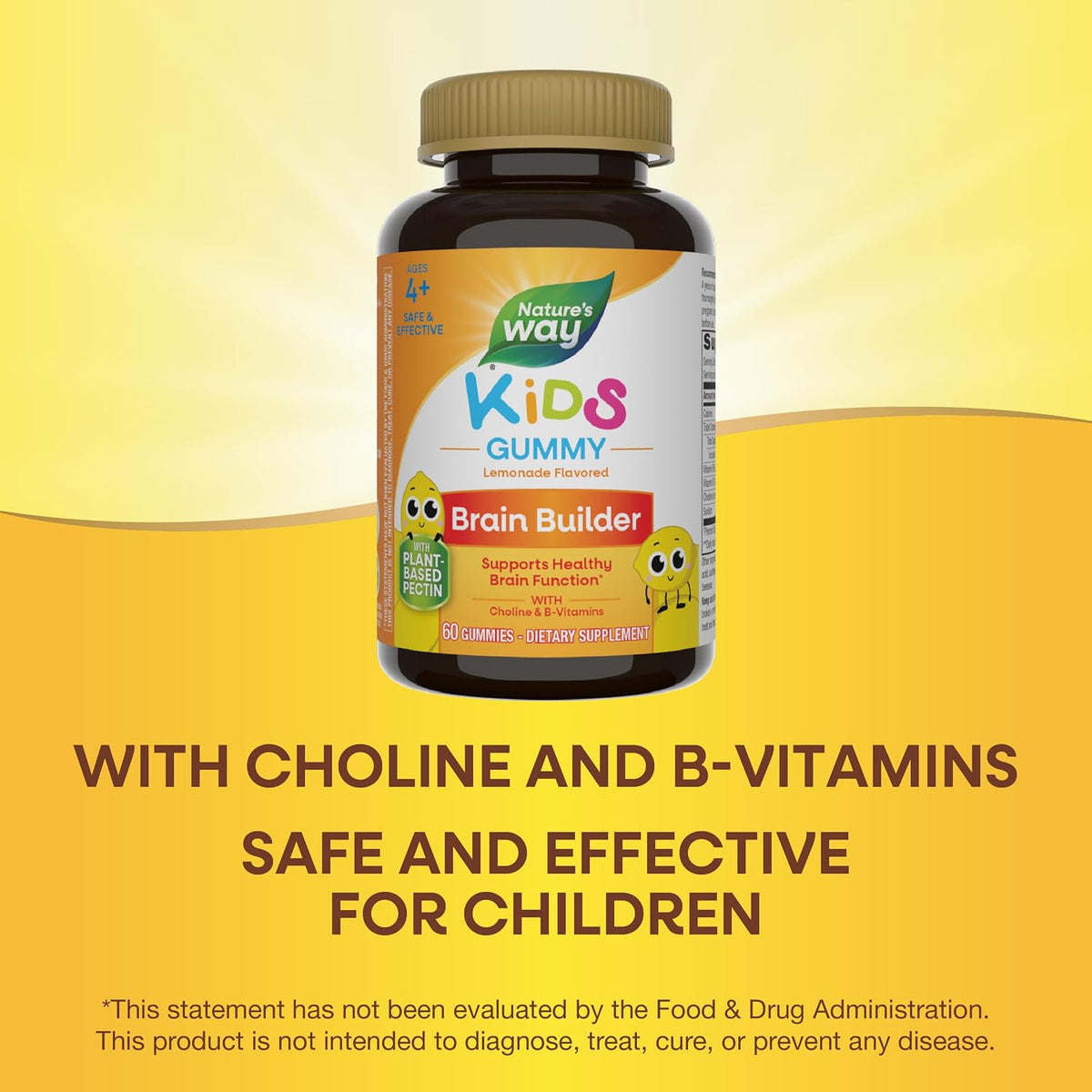 Nature's Way Kids Brain Supplement Gummies – Supports Healthy Brain Function, Lemonade Flavoured, 60 Gummies - görsel 4
