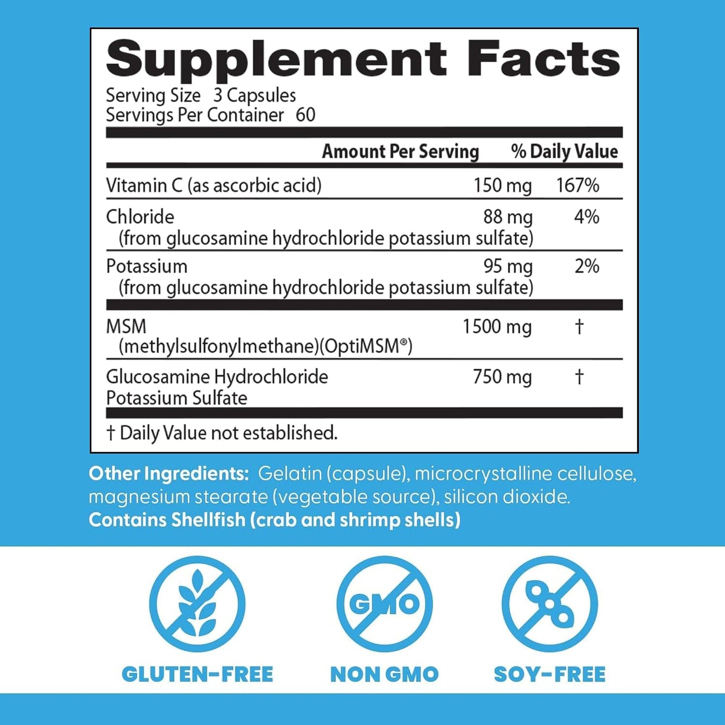 Doctor's Best Synergistic Glucosamine with MSM Formula, 180 Capsules - görsel 3