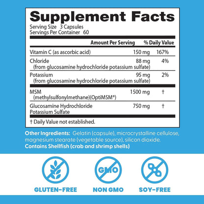 Doctor's Best Synergistic Glucosamine with MSM Formula, 180 Capsules