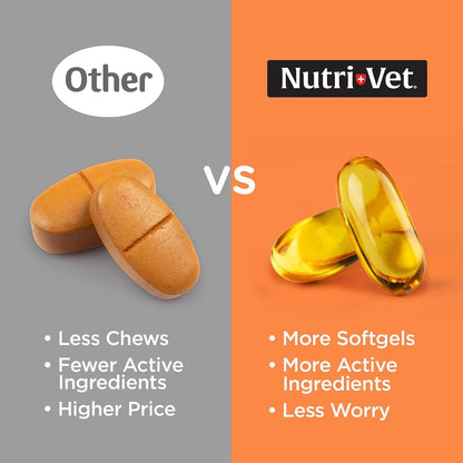 Nutri-Vet Fish Oil Supplement for Dogs – Omega-3 EPA DHA, 100 Softgels