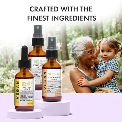 Vitamin C, D3 & K2 Liquid, Zinc Picolinate - Premium Liquid Vitamins - 180-Day Supply - Trio Bundle