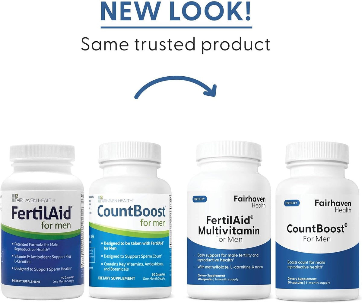 Fairhaven Health FertilAid for Men and Countboost Combo - Male Fertility Supplement with L-carnitine, Zinc, Folate - görsel 4