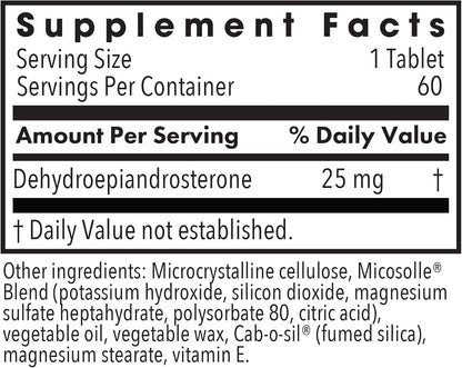 Allergy Research Group ARG DHEA 25 Micronised Lipid Matrix – 25 mg DHEA, Plant-Sourced, Hypoallergenic – 60 Tablets