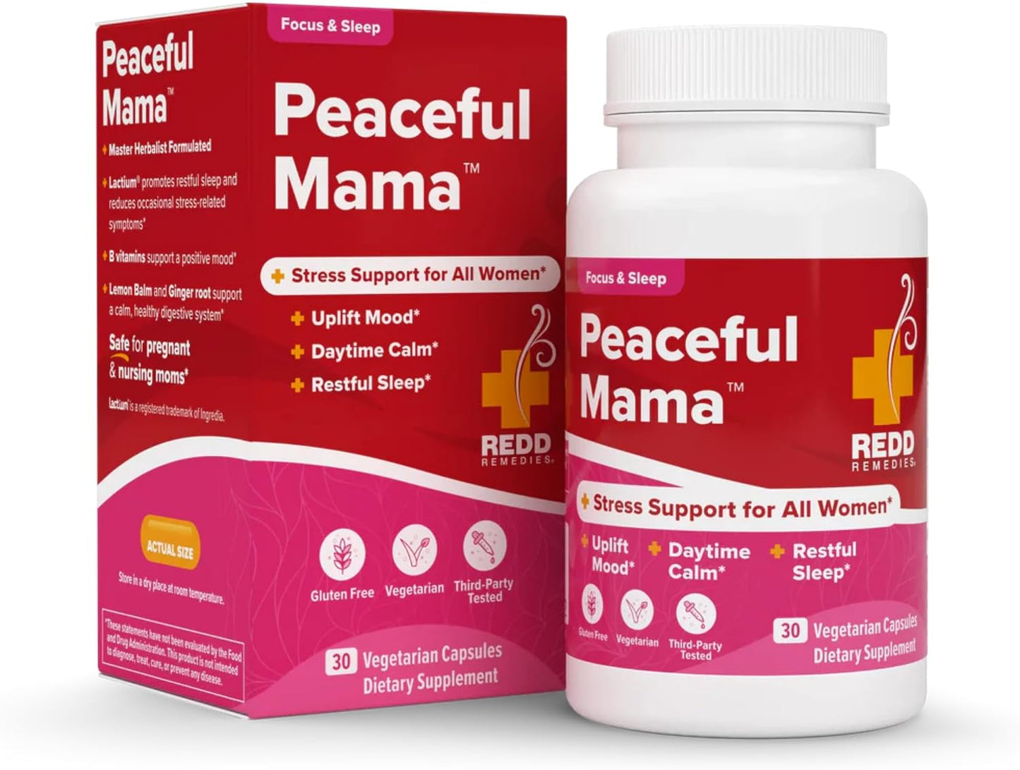 Redd Remedies Peaceful Mama | Designed for Women in All Stages of Life | with Lactium, Lemon Balm, and Ginger Root | 30 Servings - görsel 1