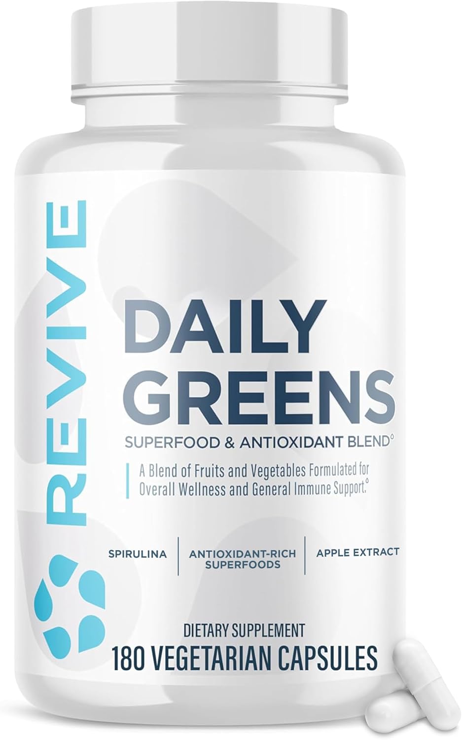 Revive MD Daily Greens - Superfood & Antioxidant Blend with Digestive Enzymes, Prebiotics and Probiotics - 180 Capsules - görsel 1
