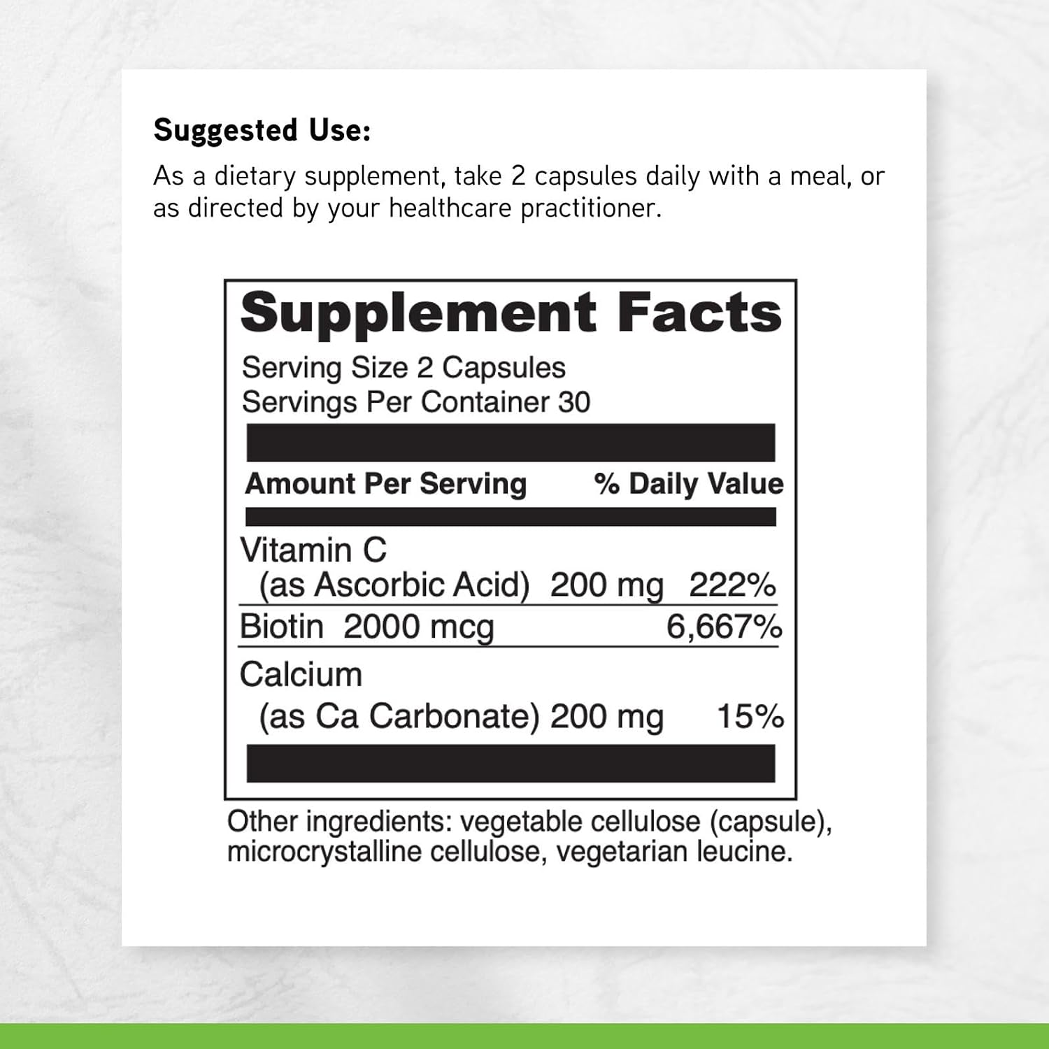 DAVINCI Labs Biotin - Supports Skin & Hair Health, Intestinal Flora Function* - Dietary Supplement with Vitamin C & Calcium as Ca Carbonate - Vegetarian - Gluten-Free - 60 Capsules - görsel 6