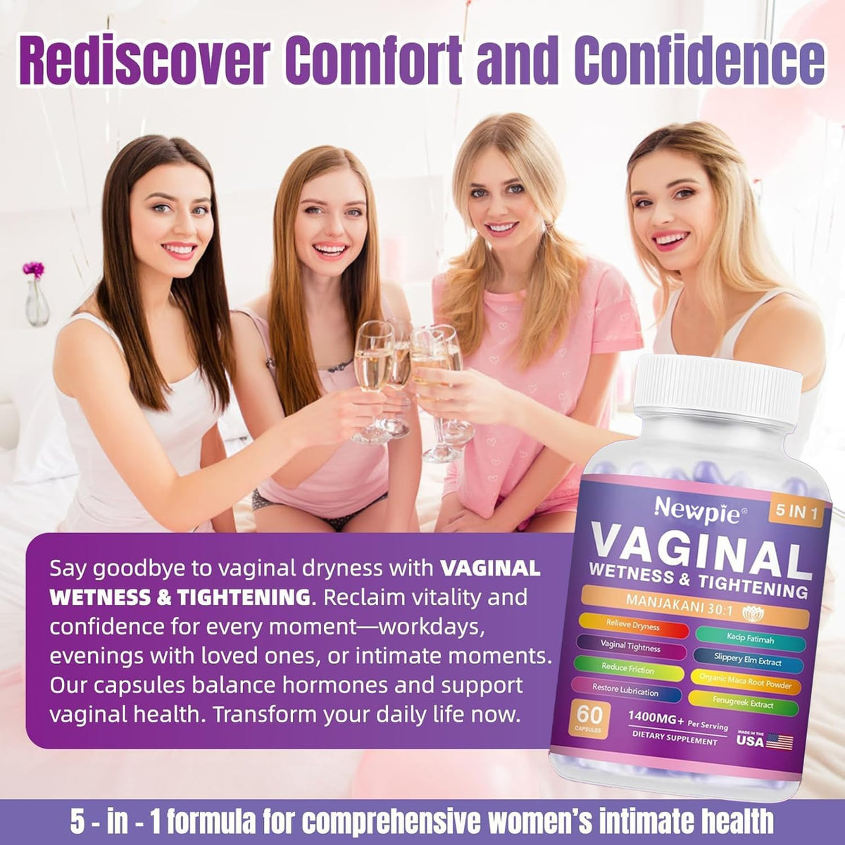 SUWENY Vaginal Moisturiser & Toning Capsules – Deep Hydration: Slippery Elm delivers intensive moisture, helping – Image 6