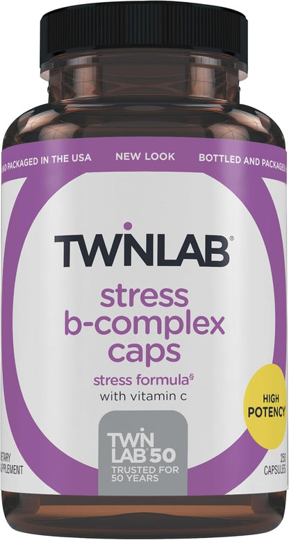 Twinlab Stress B-Complex Capsules - Energy Support Supplement with Vitamin B12 and B6, 250 Capsules