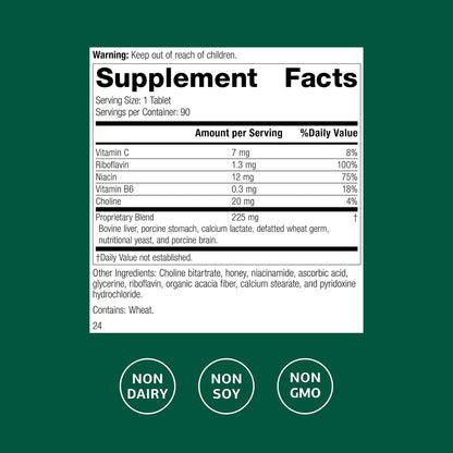 Standard Process Cataplex B2 - Nervous System & Brain Health Support - Riboflavin with B6 & Niacin - 90 Tablets