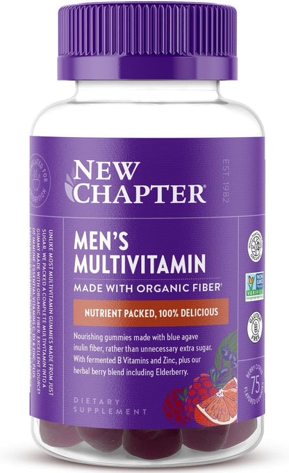 New Chapter Men's Multivitamin Gummies - 57% Less Sugar, Berry-Citrus, 75 Gummies
