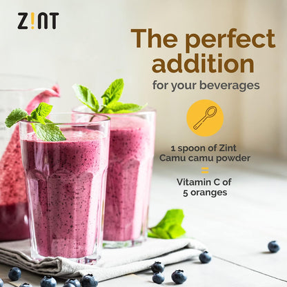 Camu Camu Powder, Natural Vitamin C by Zint: Raw Organic Antioxidant Superfood - Immune Support & Anti-Ageing - Non-GM, Super Vitamin C Berry (100 g)