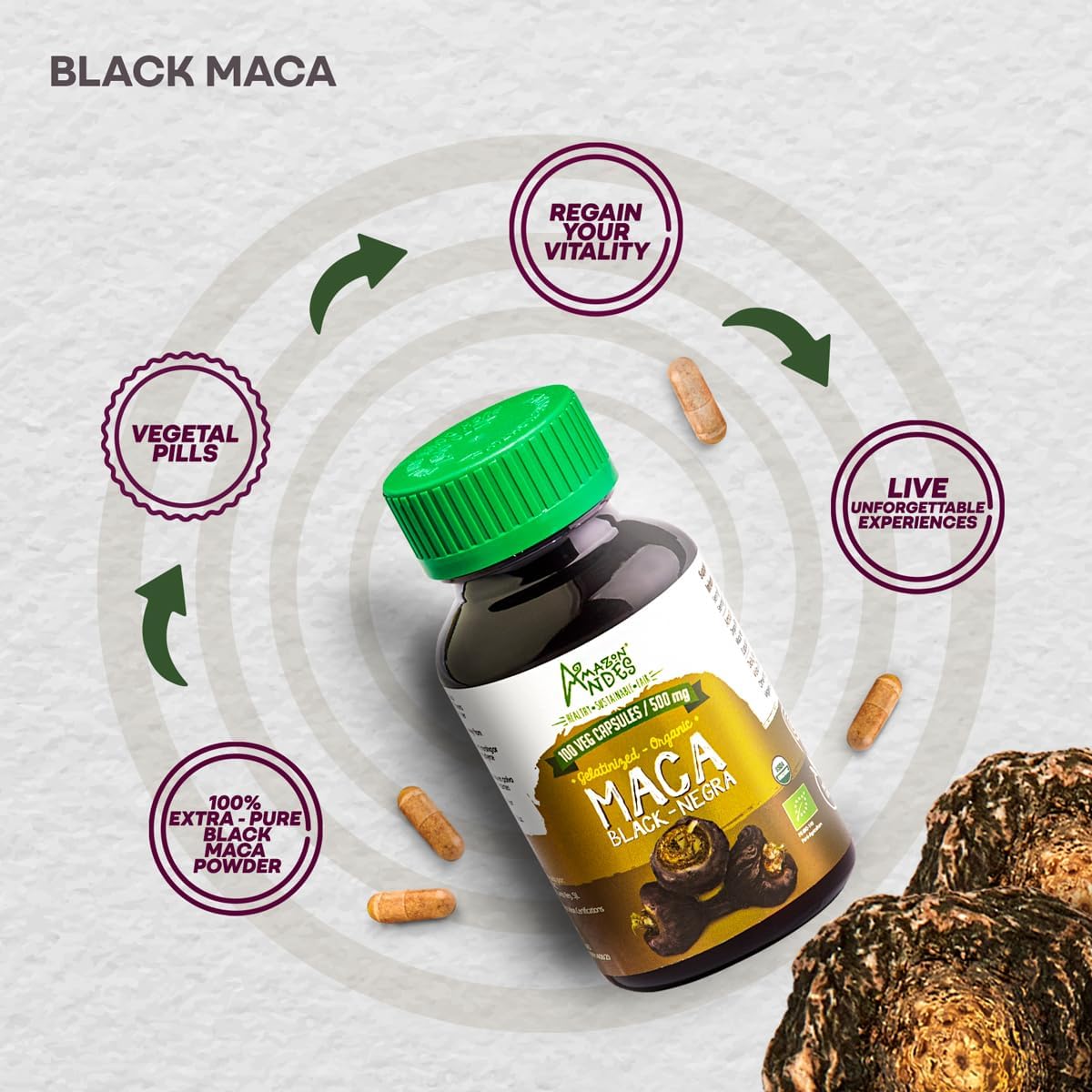 Black Maca Root Capsules – Organic Vegan Supplement for Men's Vitality - görsel 4