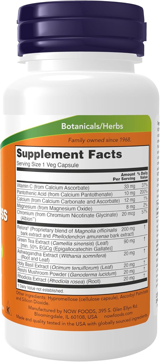 NOW Foods Adrenal Stress Support, Cortisol Support Formula with Relora, 90 Veg Capsules - görsel 2