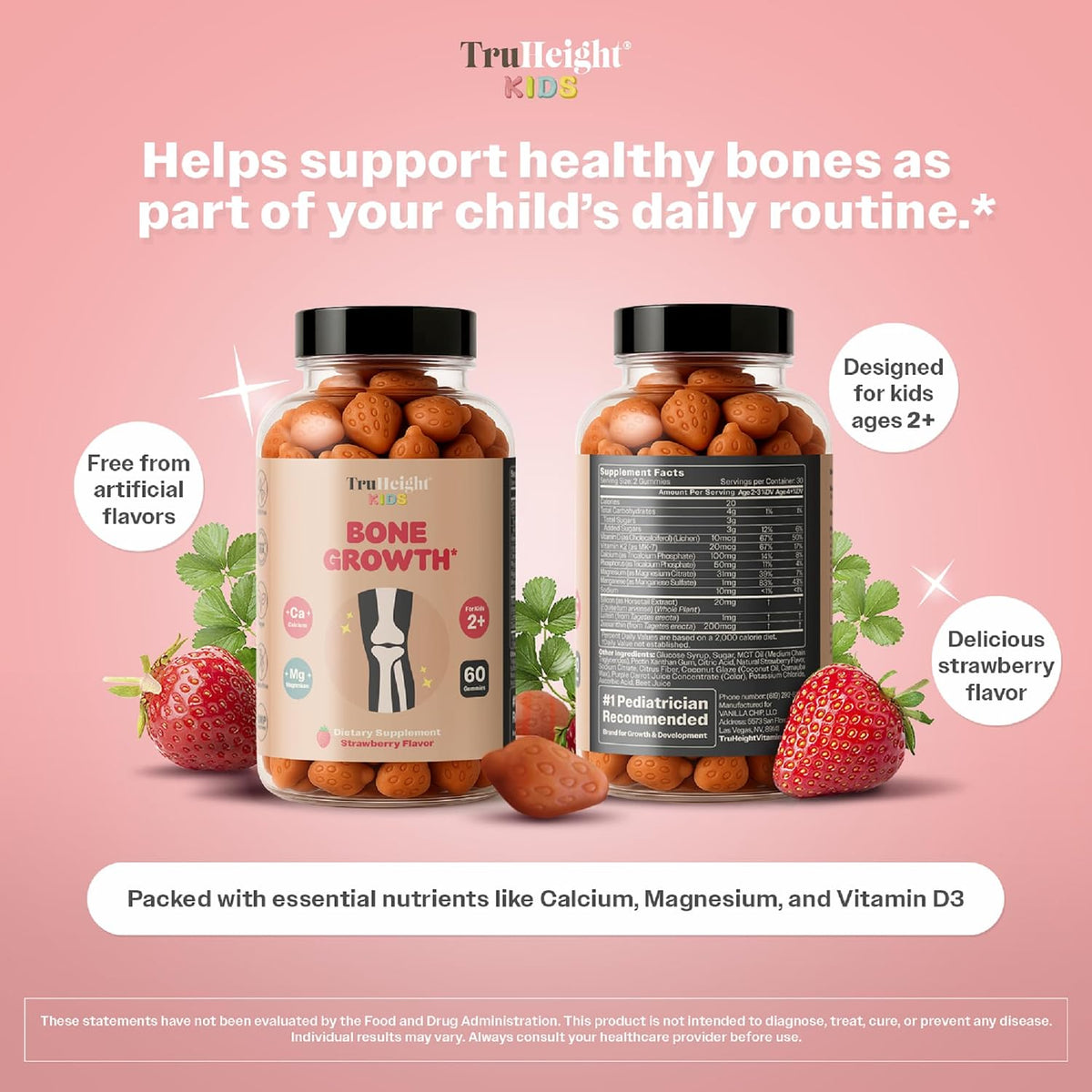 TruHeight Kids Bone Growth Gummies (Strawberry, Ages 2+) - görsel 4